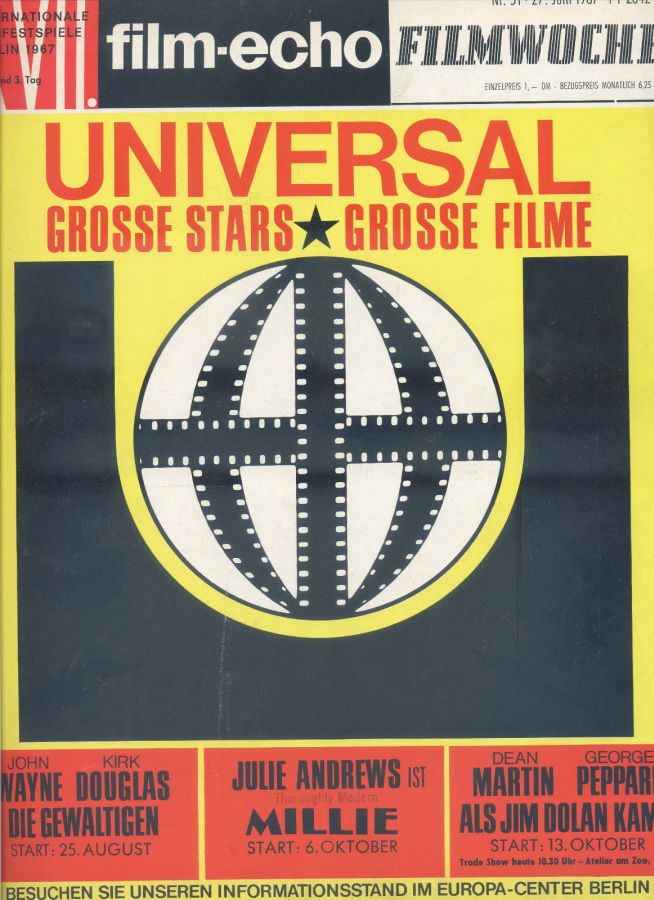 FILM-ECHO FILMWOCHE magazine side cover Issue 51 27 June 1967