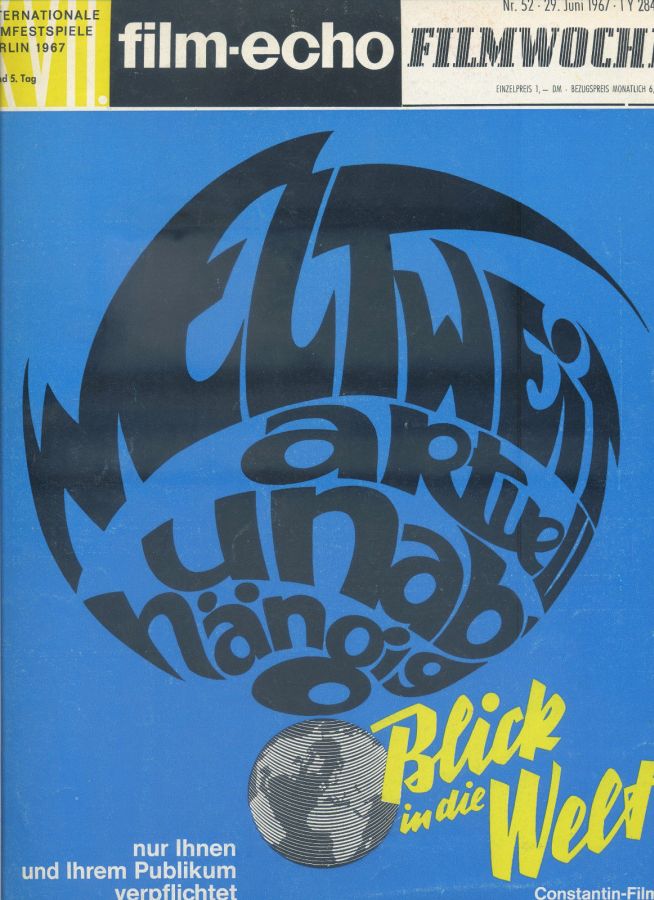 FILM-ECHO FILMWOCHE magazine side cover Issue 52 29 June 1967