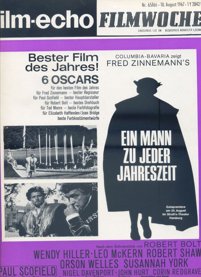 FILM-ECHO FILMWOCHE magazine side cover Issue 65-6 18 August 1967