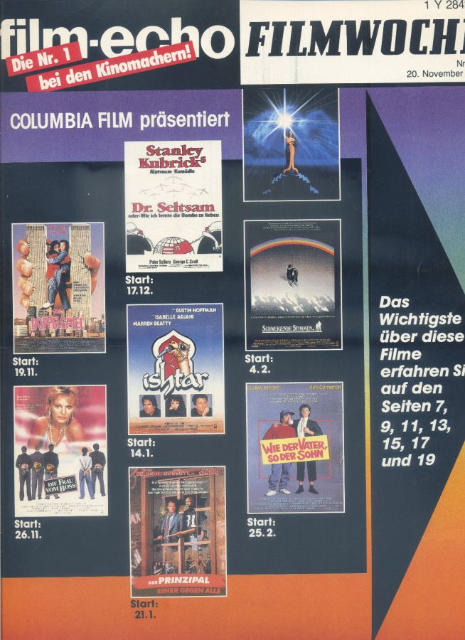FILM-ECHO FILMWOCHE magazine side cover Issue 66 20 November 1987