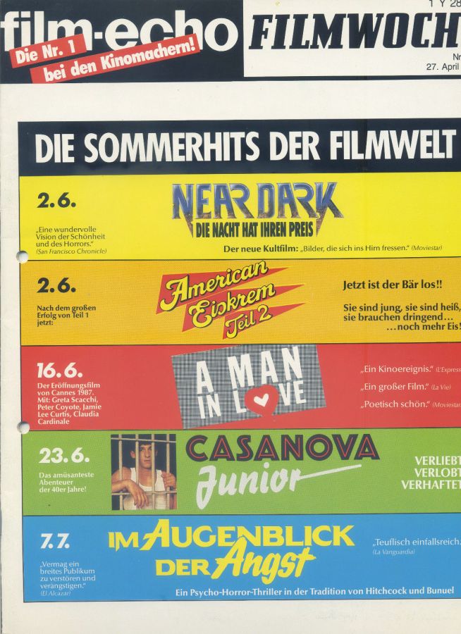 FILM-ECHO FILMWOCHE magazine side cover Issue 24 27 April 1988
