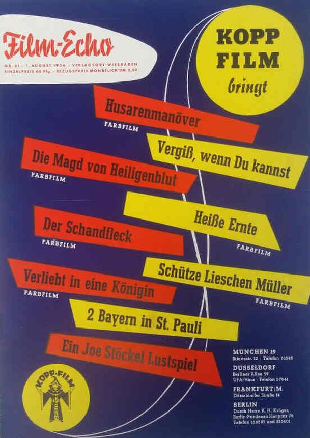 FILM-ECHO FILMWOCHE magazine side cover Issue 61 1 August 1956