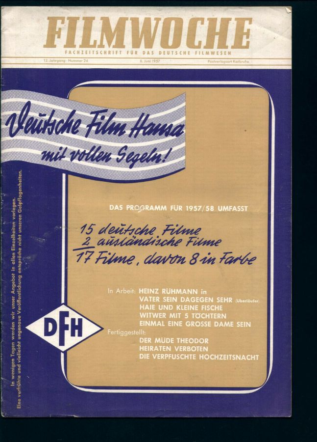 FILM-ECHO FILMWOCHE magazine side cover Issue 24 8 June 1957