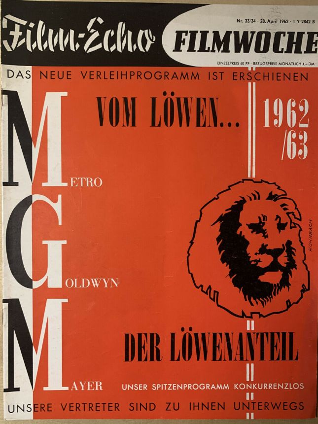 FILM-ECHO FILMWOCHE magazine side cover Issue 33-4 28 April 1962