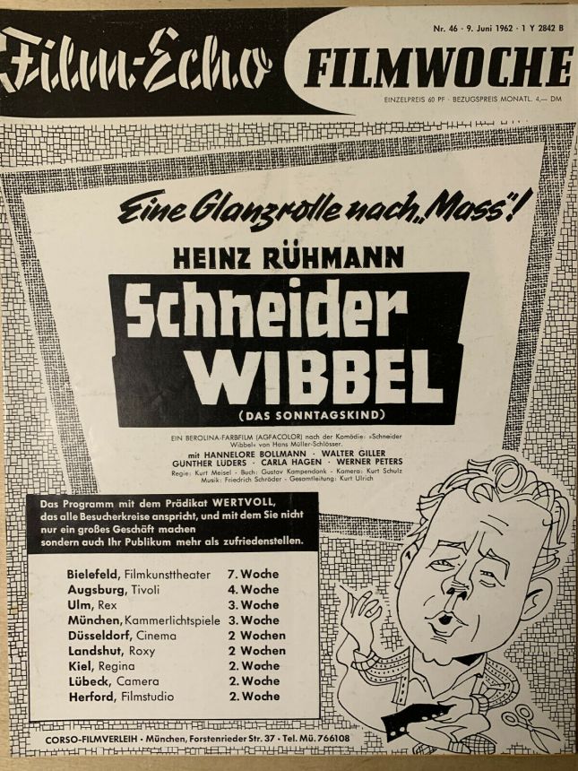 FILM-ECHO FILMWOCHE magazine side cover Issue 46 9 June 1962