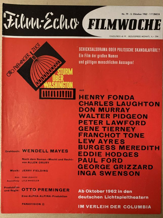 FILM-ECHO FILMWOCHE magazine side cover Issue 79 3 October 1962