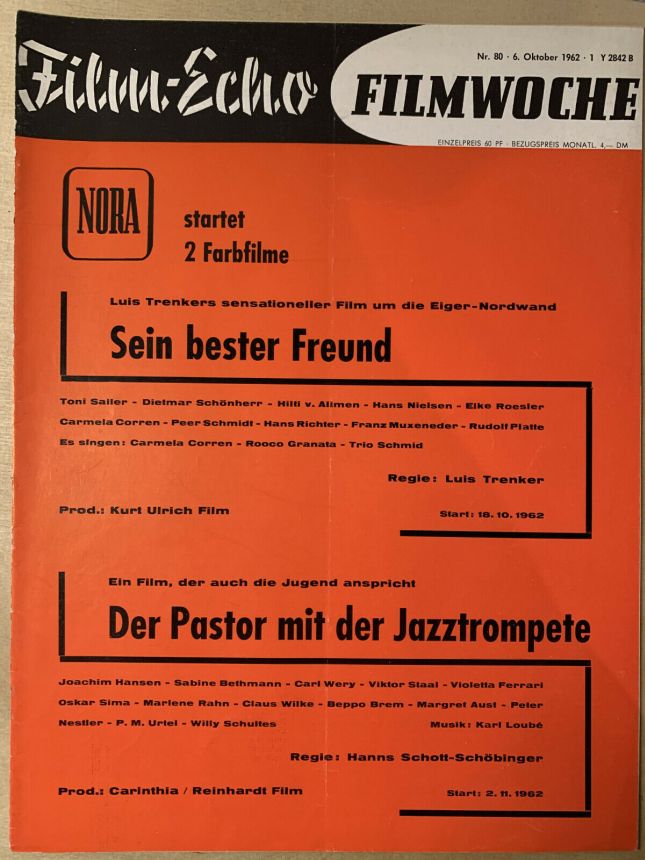 FILM-ECHO FILMWOCHE magazine side cover Issue 80 6 October 1962