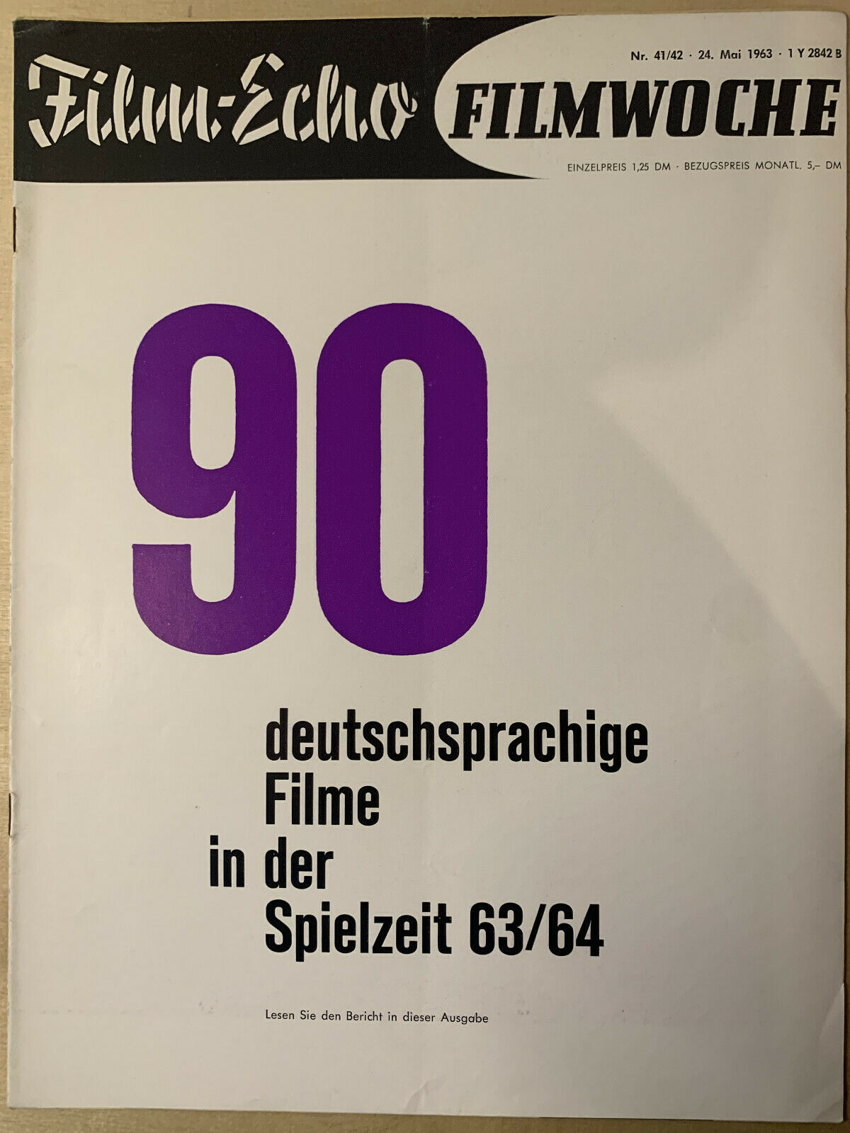 FILM-ECHO FILMWOCHE magazine side cover Issue 41-2 24 May 1963