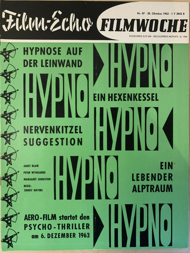 FILM-ECHO FILMWOCHE magazine side cover Issue 87 30 October 1963