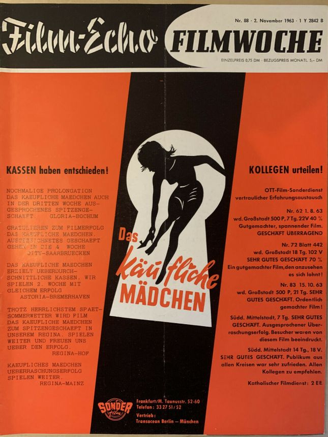 FILM-ECHO FILMWOCHE magazine side cover Issue 88 2 November 1963