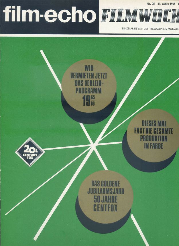 FILM-ECHO FILMWOCHE magazine side cover Issue 25 31 March 1965