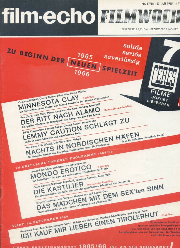 FILM-ECHO FILMWOCHE magazine side cover Issue 57-8 23 July 1965