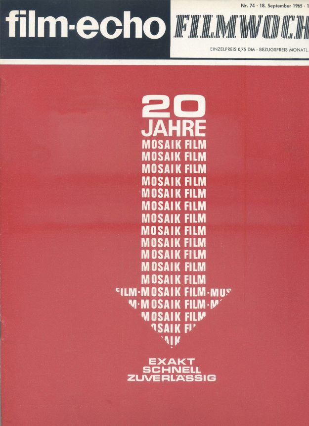 FILM-ECHO FILMWOCHE magazine side cover Issue 74 18 September 1965