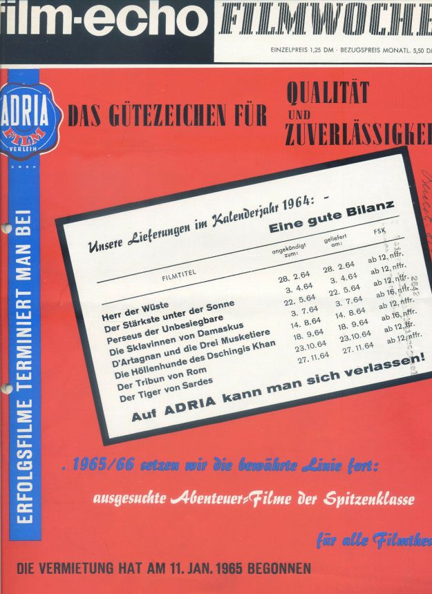 FILM-ECHO FILMWOCHE magazine side cover Issue 11-12   1965