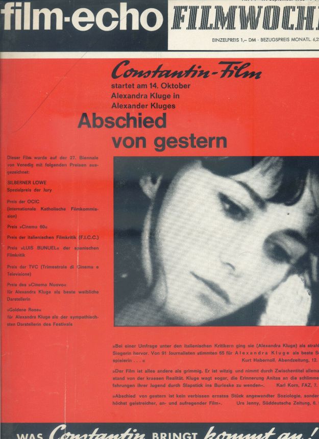 FILM-ECHO FILMWOCHE magazine side cover Issue 74 17 September 1966