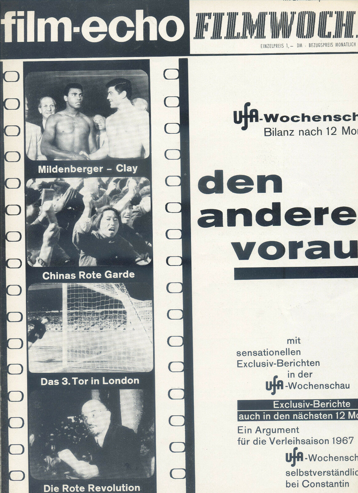 FILM-ECHO FILMWOCHE magazine side cover Issue 29 12 April 1967