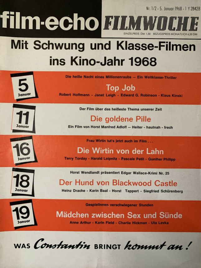 FILM-ECHO FILMWOCHE magazine side cover Issue 1-2 5 January 1968