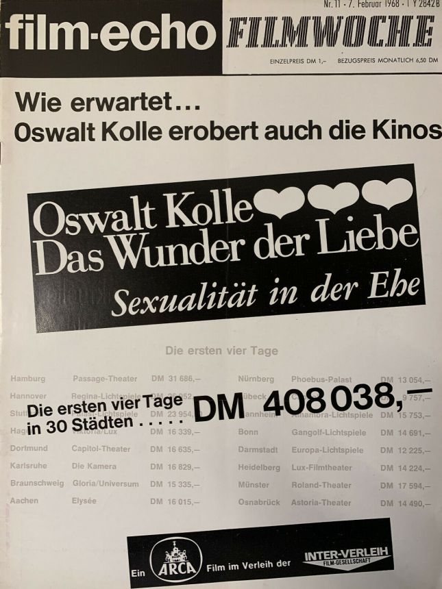 FILM-ECHO FILMWOCHE magazine side cover Issue 11 7 February 1968