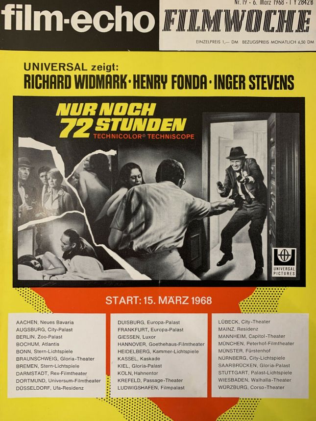 FILM-ECHO FILMWOCHE magazine side cover Issue 19 6 March 1968