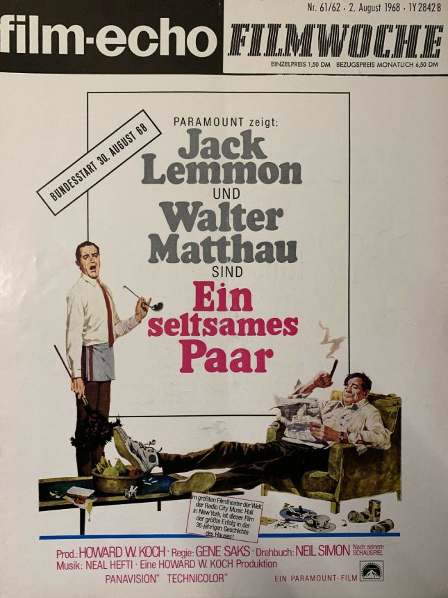FILM-ECHO FILMWOCHE magazine side cover Issue 61-2 2 August 1968