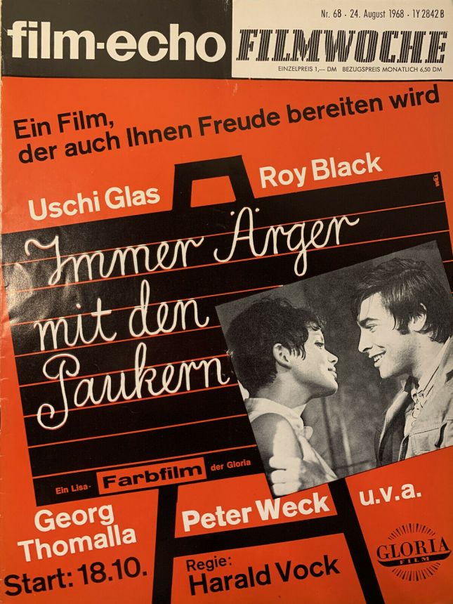 FILM-ECHO FILMWOCHE magazine side cover Issue 68 24 August 1968