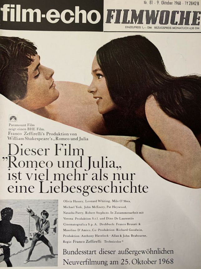 FILM-ECHO FILMWOCHE magazine side cover Issue 81 9 October 1968
