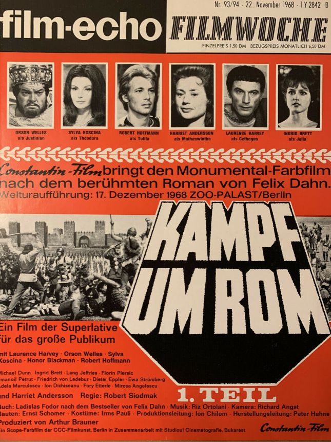 FILM-ECHO FILMWOCHE magazine side cover Issue 93 22 November 1968
