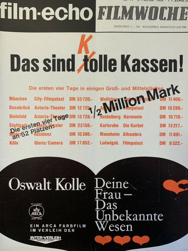 FILM-ECHO FILMWOCHE magazine side cover Issue 11 6 February 1969