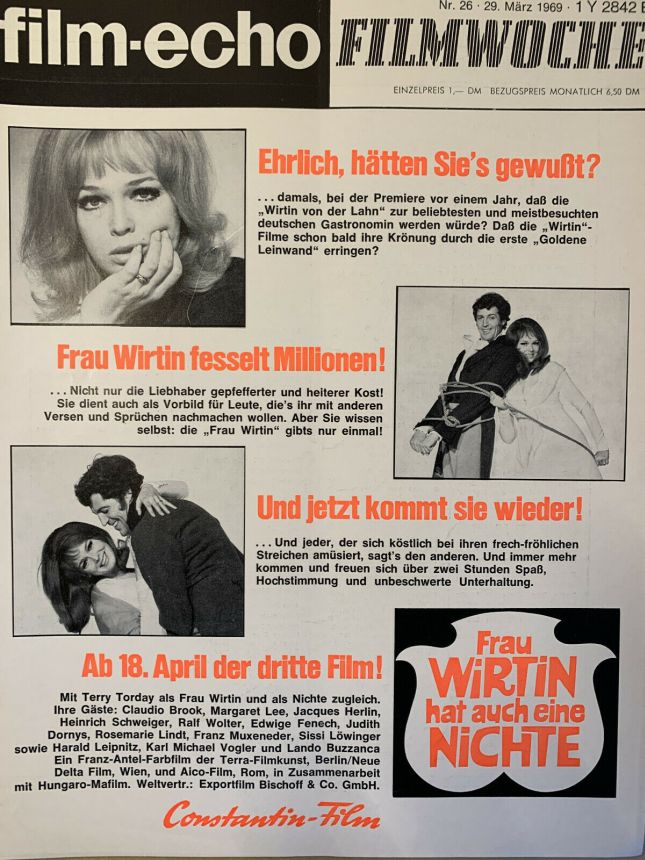 FILM-ECHO FILMWOCHE magazine side cover Issue 26 29 March 1969