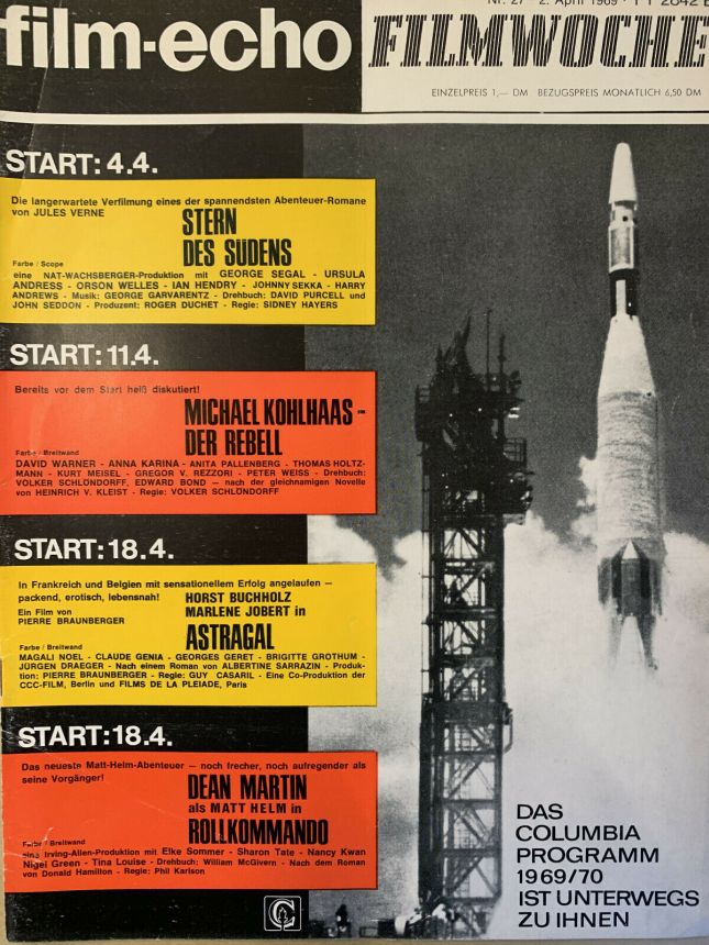 FILM-ECHO FILMWOCHE magazine side cover Issue 27 2 April 1969