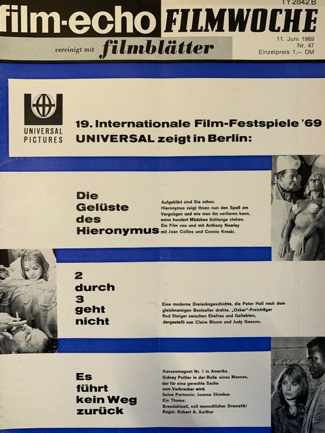 FILM-ECHO FILMWOCHE magazine side cover Issue 47 11 June 1969