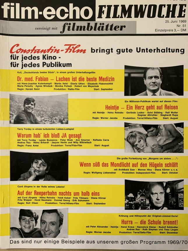 FILM-ECHO FILMWOCHE magazine side cover Issue 51 25 June 1969