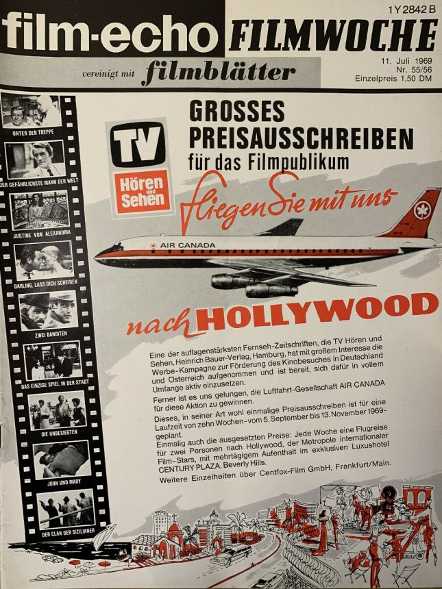 FILM-ECHO FILMWOCHE magazine side cover Issue 55-6 11 July 1969
