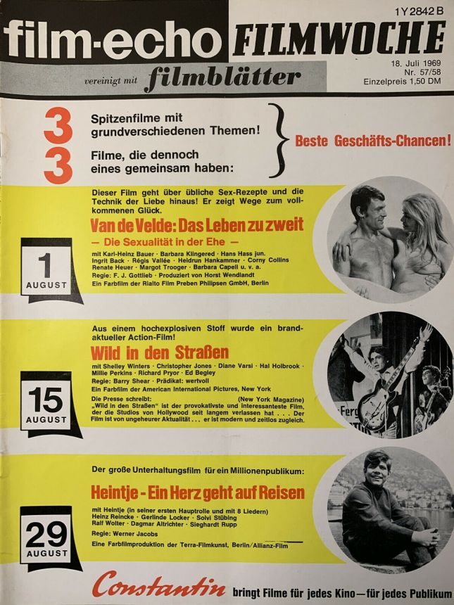 FILM-ECHO FILMWOCHE magazine side cover Issue 57-8 18 July 1969