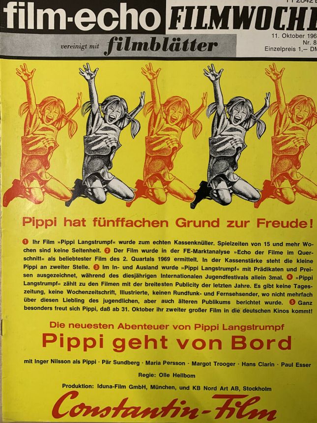 FILM-ECHO FILMWOCHE magazine side cover Issue 82 11 October 1969