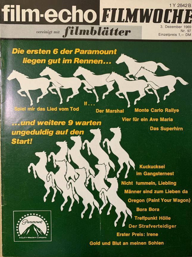 FILM-ECHO FILMWOCHE magazine side cover Issue 97 3 December 1969