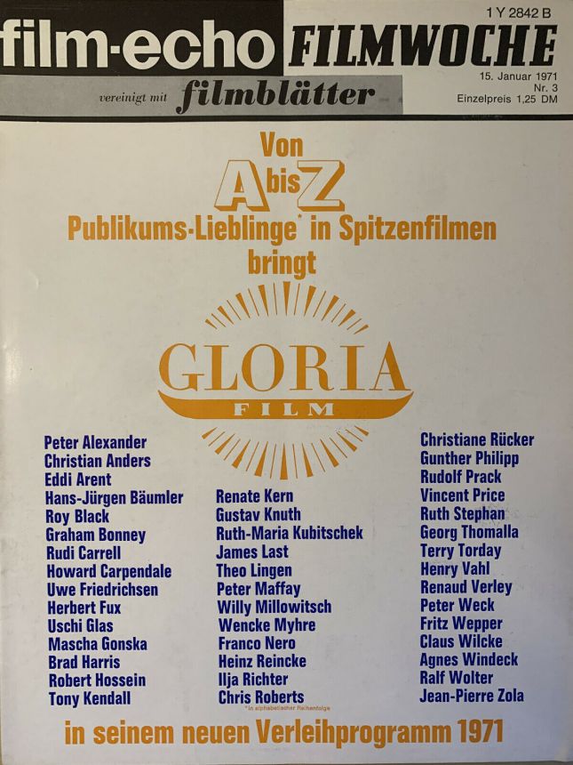FILM-ECHO FILMWOCHE magazine side cover Issue 3 15 January 1971