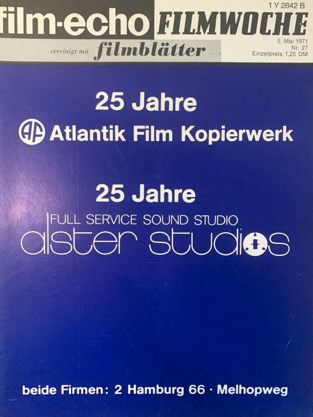 FILM-ECHO FILMWOCHE magazine side cover Issue 27 5 May 1971