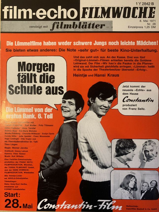 FILM-ECHO FILMWOCHE magazine side cover Issue 28 8 May 1971