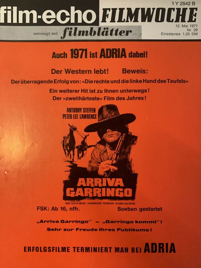 FILM-ECHO FILMWOCHE magazine side cover Issue 29 12 May 1971