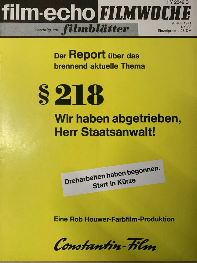 FILM-ECHO FILMWOCHE magazine side cover Issue 38 9 July 1971