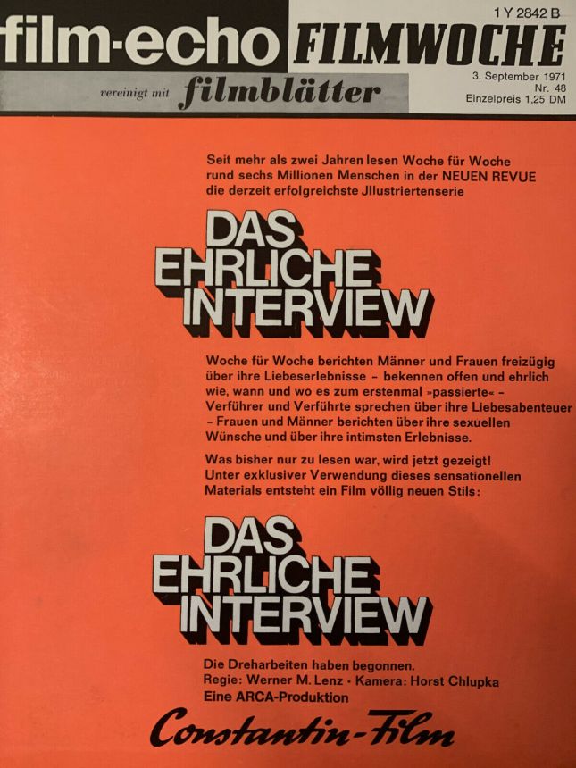 FILM-ECHO FILMWOCHE magazine side cover Issue 48 3 September 1971