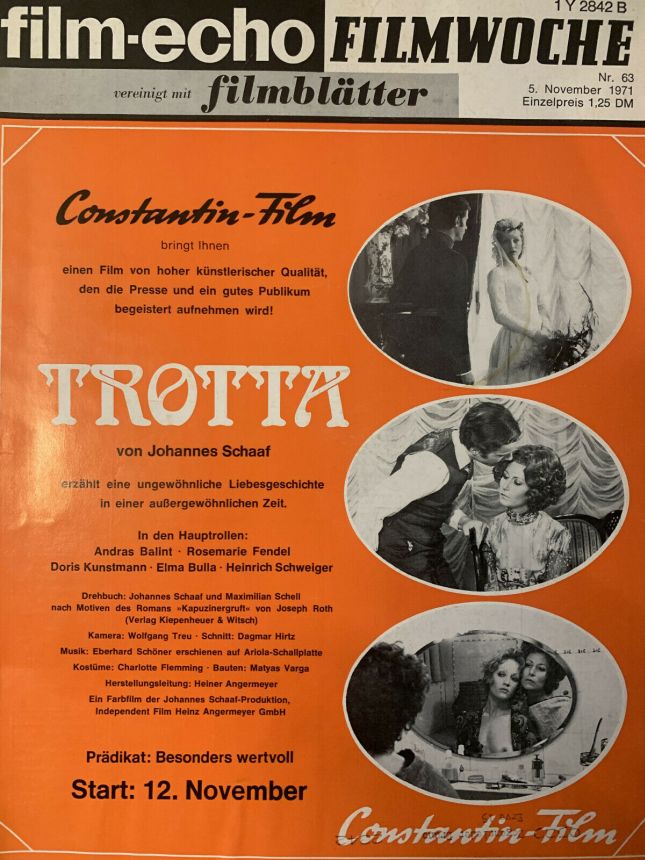 FILM-ECHO FILMWOCHE magazine side cover Issue 63 5 November 1971