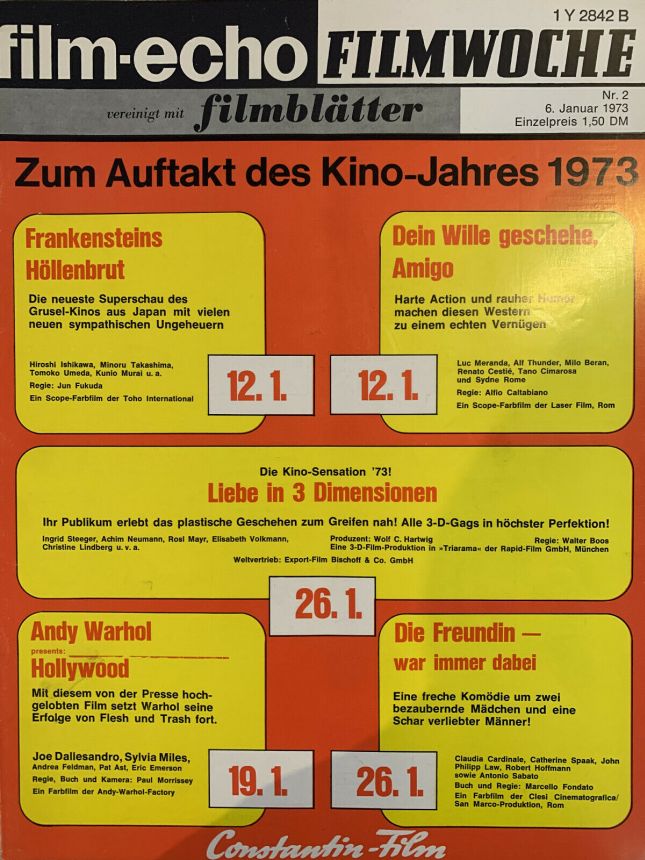 FILM-ECHO FILMWOCHE magazine side cover Issue 2 6 January 1973