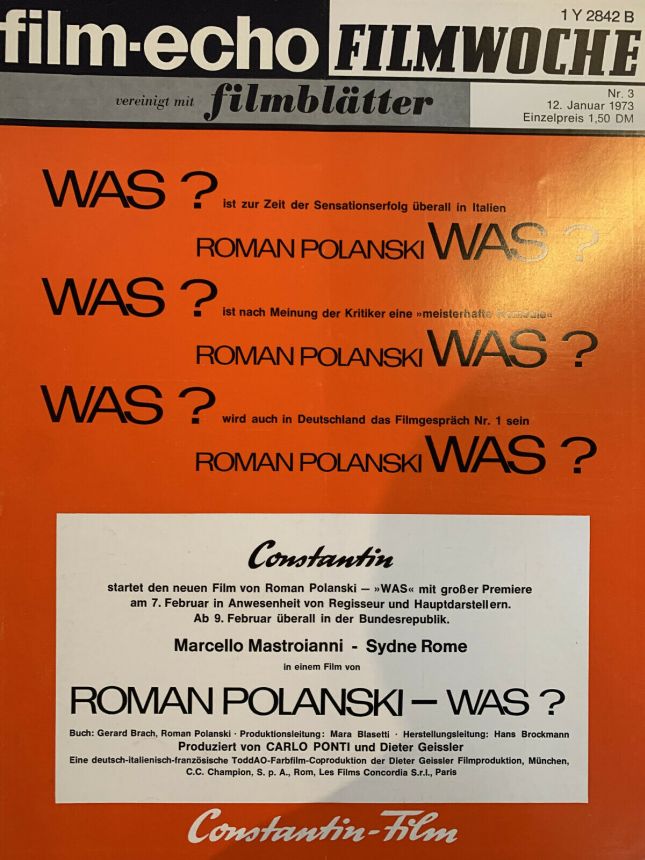 FILM-ECHO FILMWOCHE magazine side cover Issue 3 12 January 1973