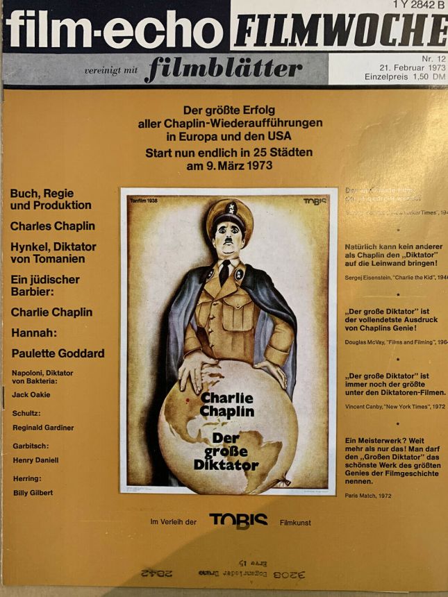 FILM-ECHO FILMWOCHE magazine side cover Issue 12 21 February 1973