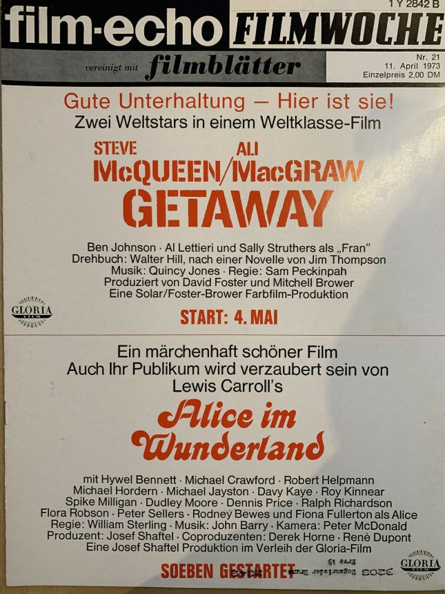 FILM-ECHO FILMWOCHE magazine side cover Issue 21 11 April 1973