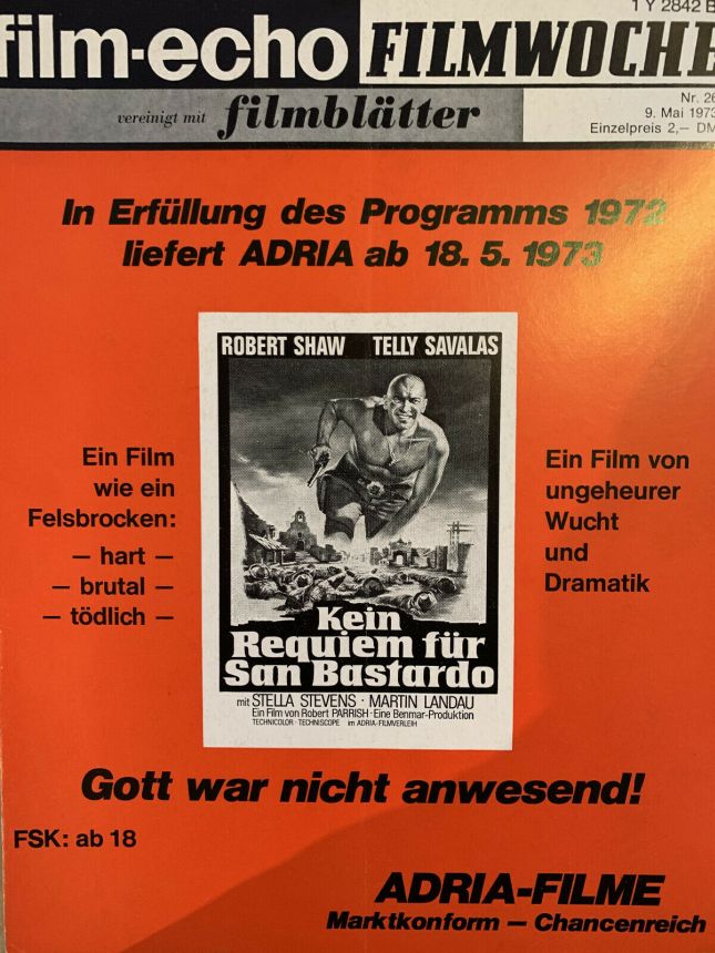 FILM-ECHO FILMWOCHE magazine side cover Issue 26 9 May 1973
