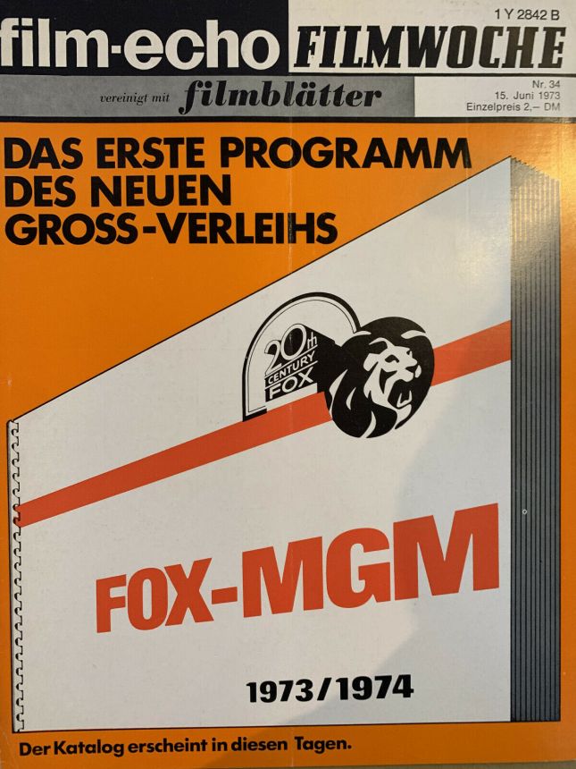 FILM-ECHO FILMWOCHE magazine side cover Issue 34 15 June 1973