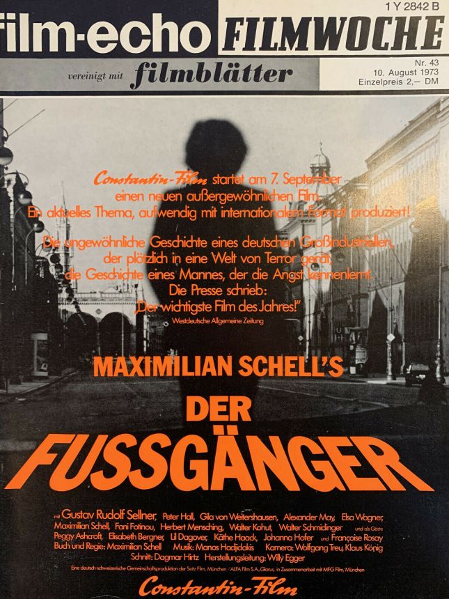FILM-ECHO FILMWOCHE magazine side cover Issue 43 10 August 1973